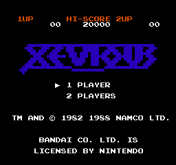 Xevious title screen for NES